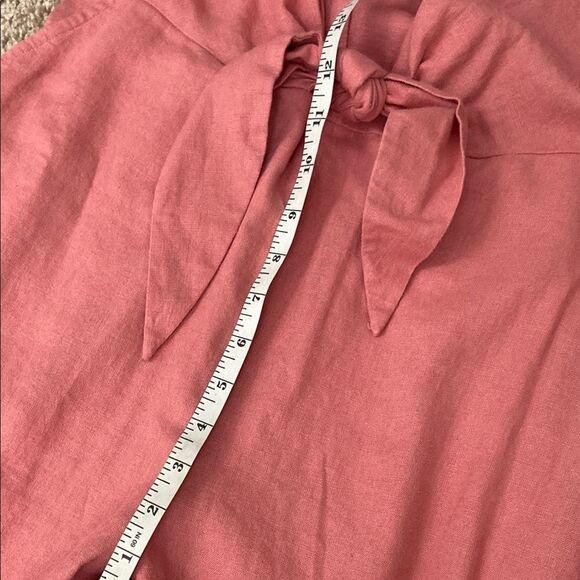 LOFT Pink Linen Blend Front Knot Jumpsuit size Small - Picture 11 of 12